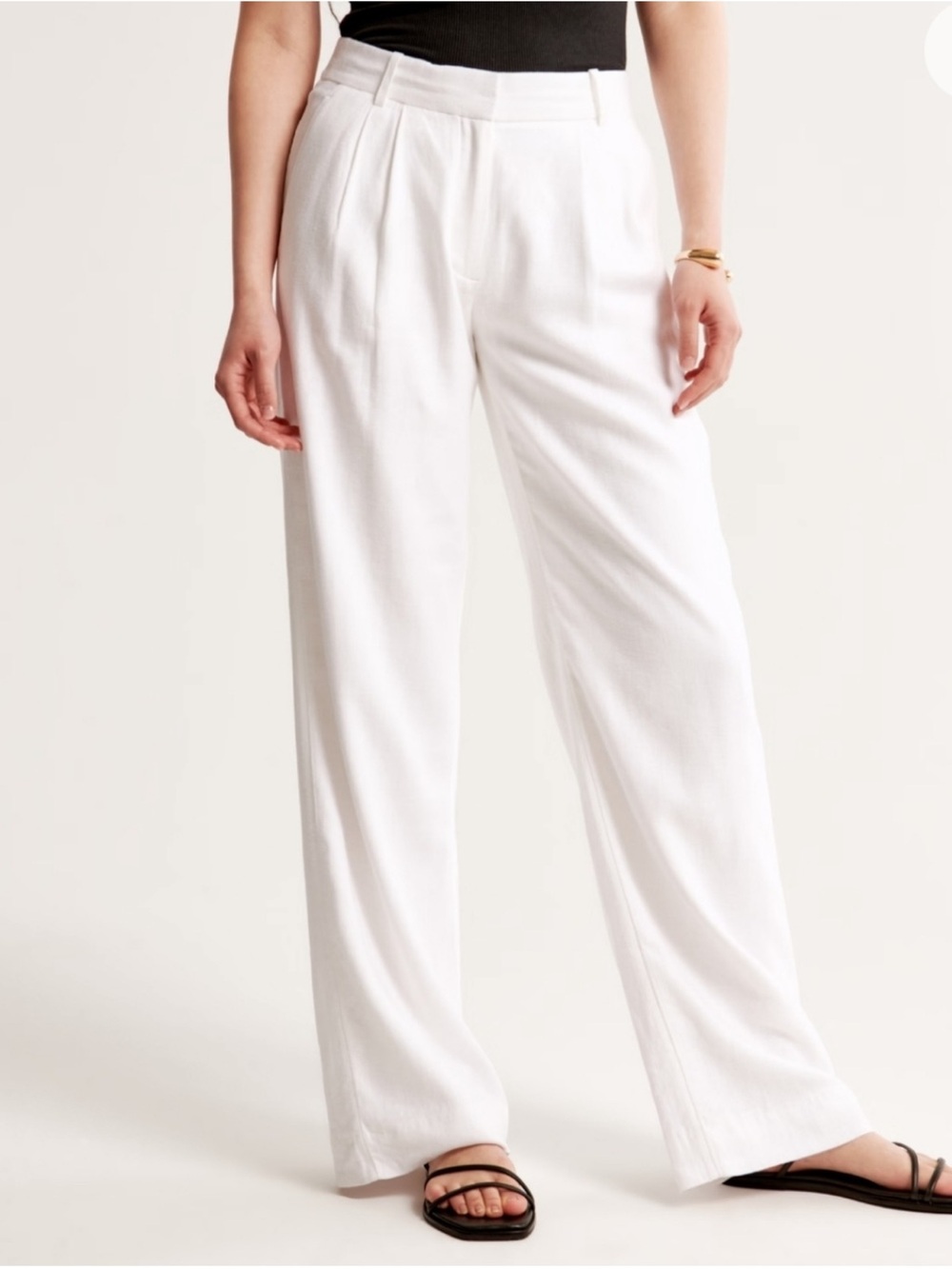 Abercrombie & Fitch White Linen Blend Wide Leg Trouser Pants Size 32 Coastal